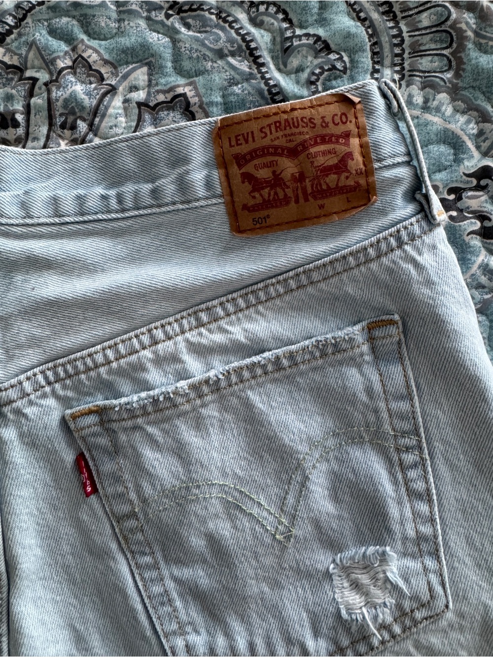 Levi's Light Blue Women's Jean Shorts with Leather Patch